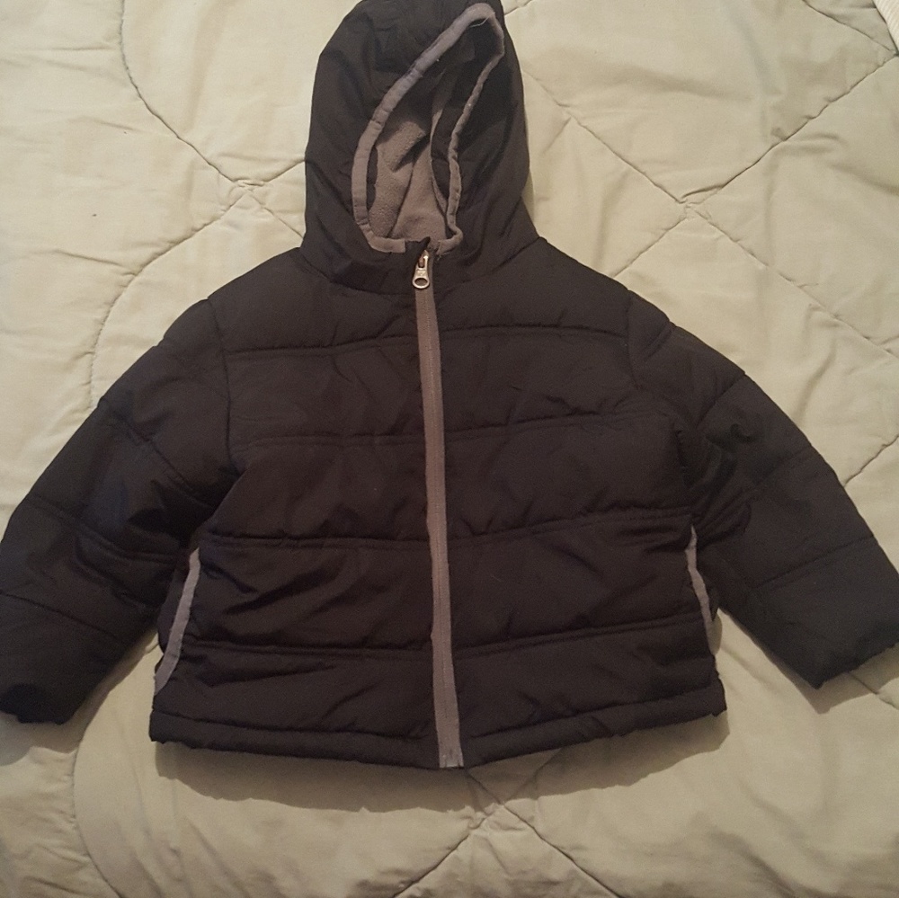 Black and gray little boys puffer jacket